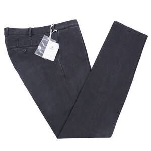 NEW LUIGI BORRELLI NAPOLI men's slim-fit denim chinos in gray-black